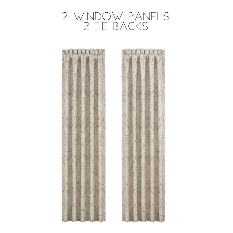 J Queen New York Trinity Window Panels & Tie Backs Set