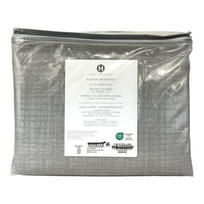 Hotel Collection Modern Crosshatch King Duvet Set 4