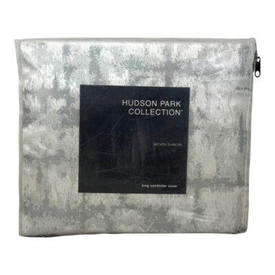 Hudson Park Woven Shibori King Duvet Cover Light Slate