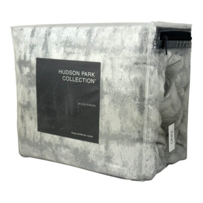 Hudson Park Woven Shibori King Duvet Cover Light Slate 2