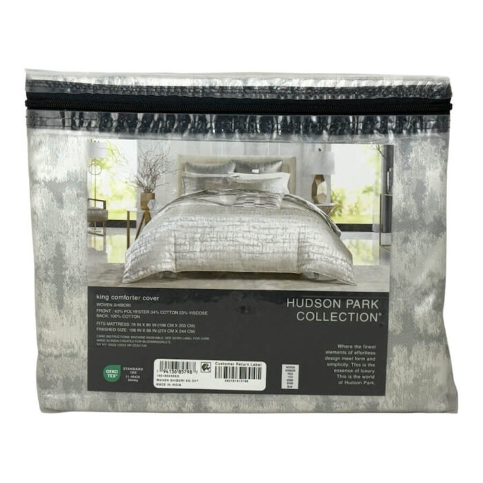 Hudson Park Woven Shibori King Duvet Cover Light Slate 3