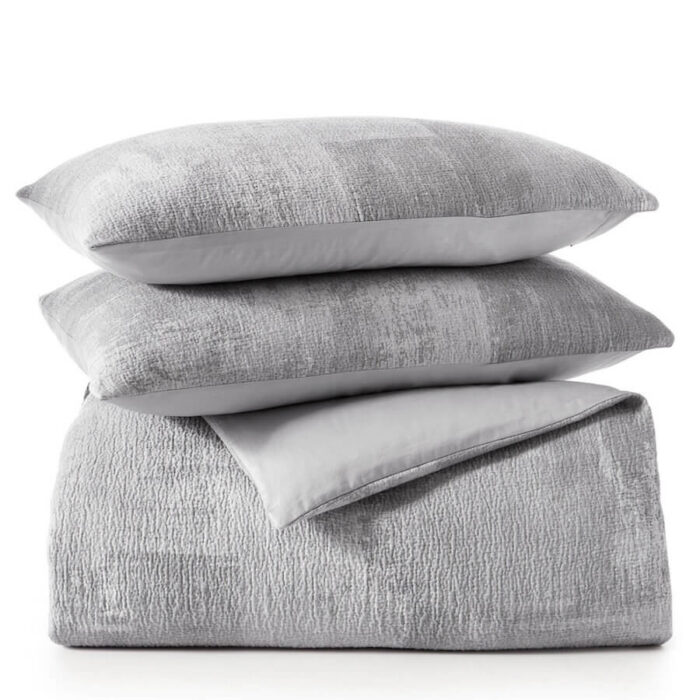 Oake Drybrush Matelasse Duvet Set Gray