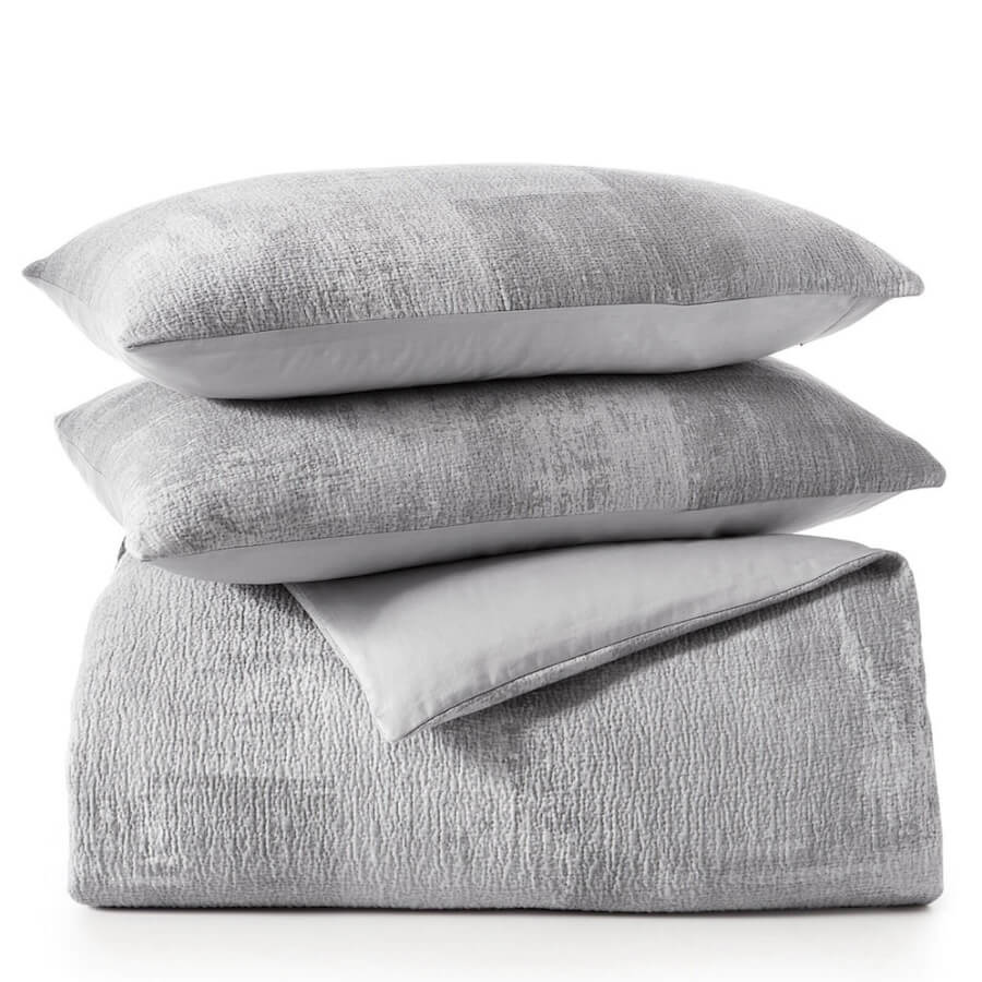 Oake Drybrush Matelasse Duvet Set Gray