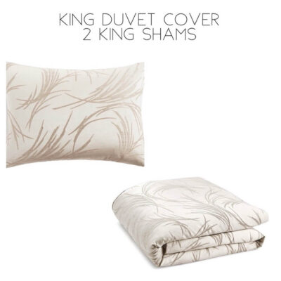 Hudson Park Brushstroke 3 Piece King Duvet Set Taupe
