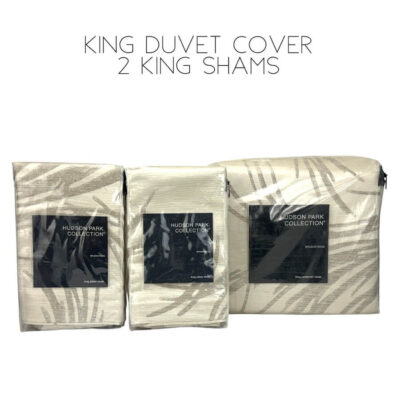 Hudson Park Brushstroke 3 Piece King Duvet Set Taupe 2