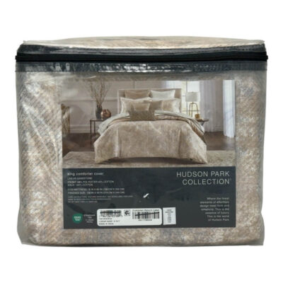 Hudson Park Linear Sandstone King Duvet Cover Gold 2