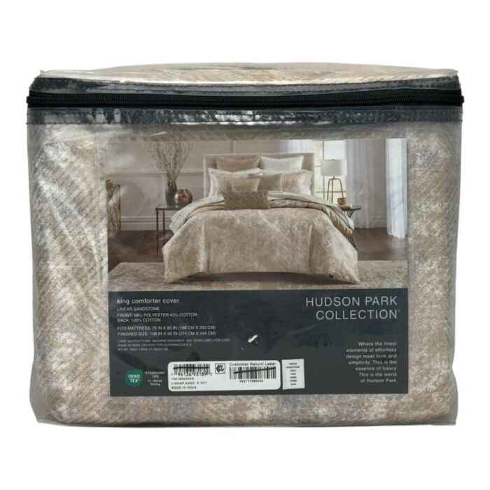 Hudson Park Linear Sandstone King Duvet Cover Gold 2