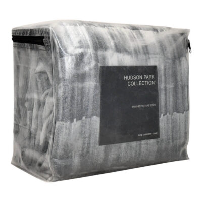 Hudson Park Brushed Texture Stripe King Duvet Cover Gray 2