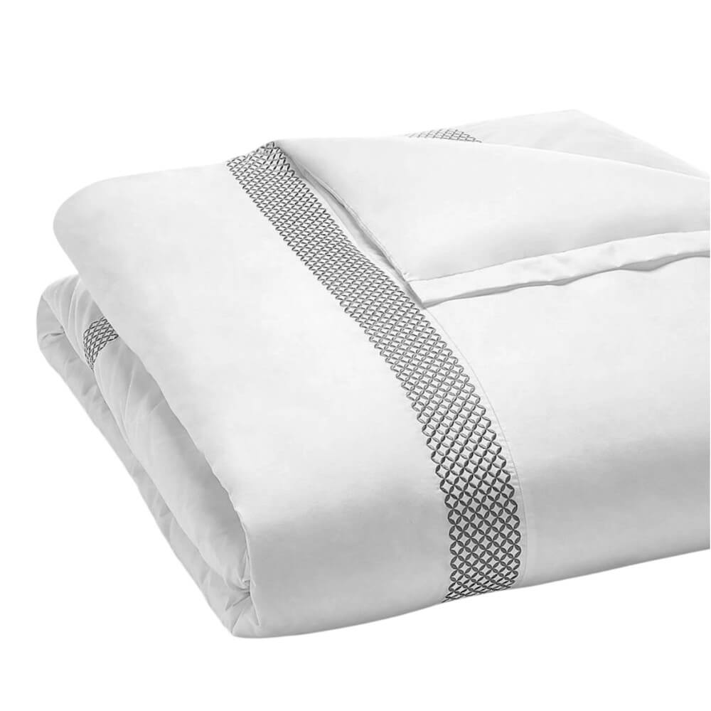 Hudson Park Embroidered Geo Duvet Cover Charcoal