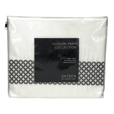 Hudson Park Embroidered Geo Twin Duvet Cover Charcoal