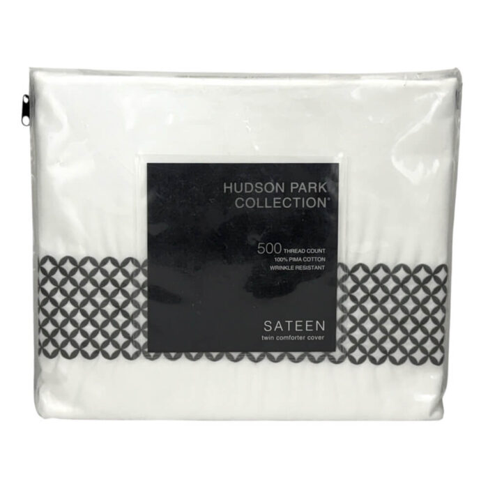 Hudson Park Embroidered Geo Twin Duvet Cover Charcoal