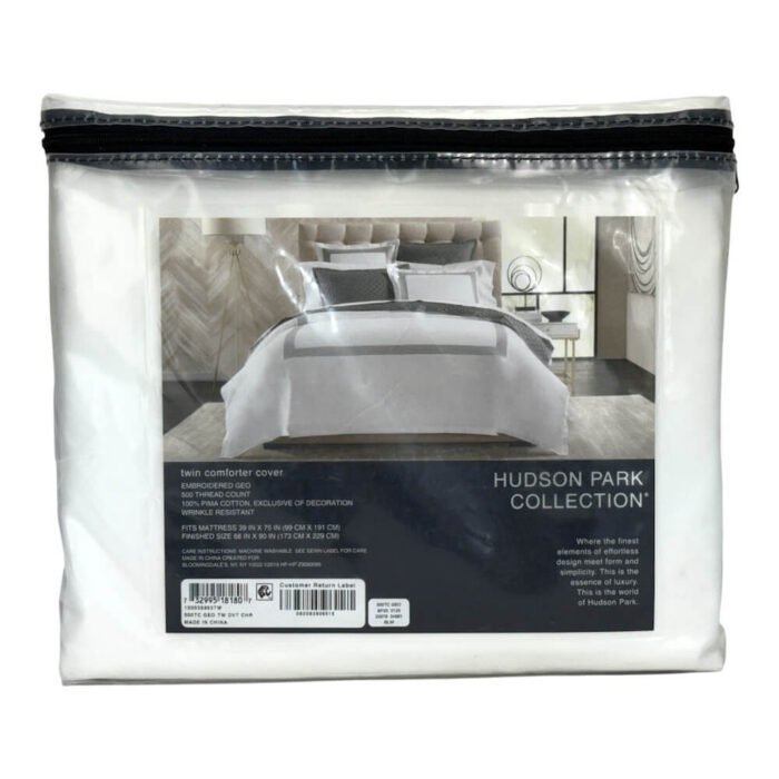 Hudson Park Embroidered Geo Twin Duvet Cover Charcoal 2
