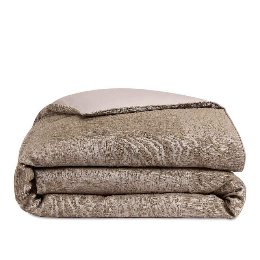 Hudson Park Textured Inlay King Duvet Cover Truffle Brown