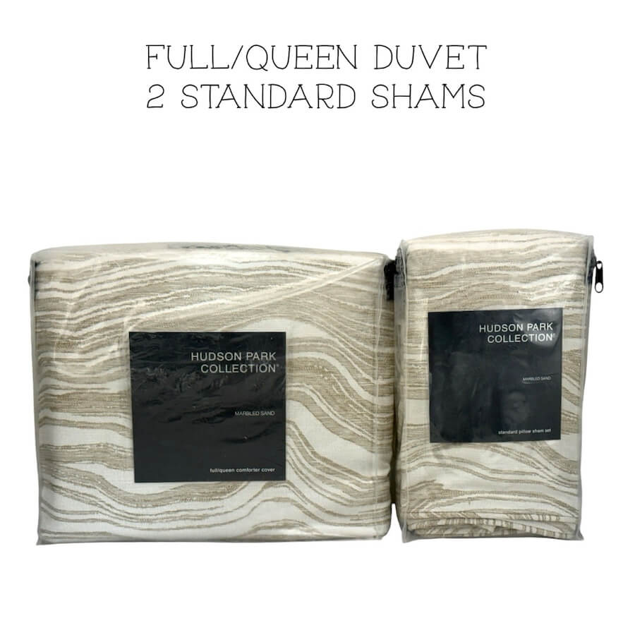 Hudson Park Marbled Sand Full-Queen Duvet Set Hudson Park Marbled Sand Full-Queen Duvet Set