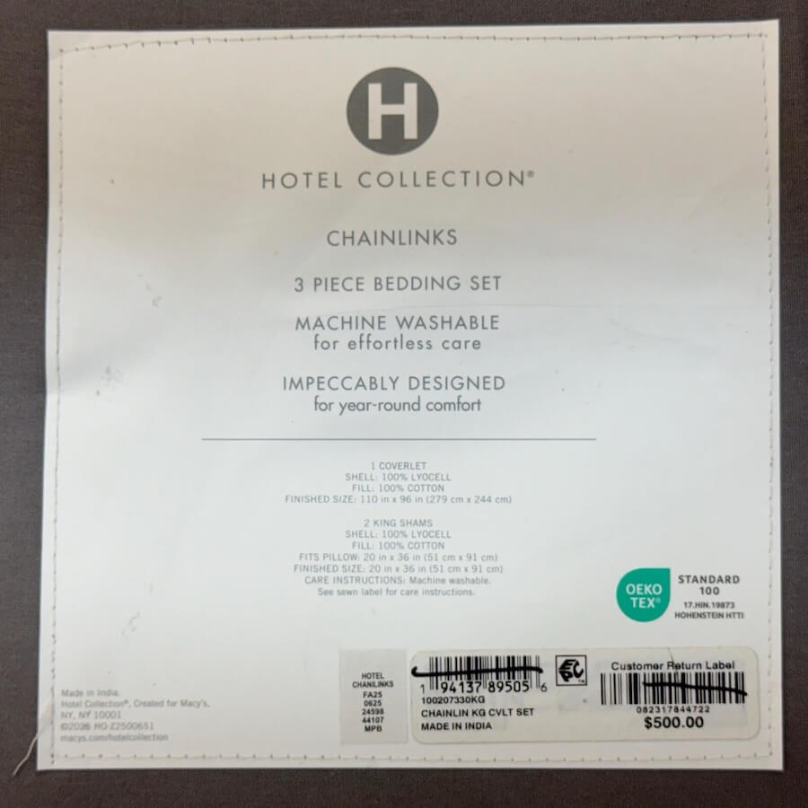 Hotel Collection Chain Link 3 Piece King Quilted Coverlet Set Silver 2 Hotel Collection Chain Link 3 Piece King Quilted Coverlet Set Silver 2