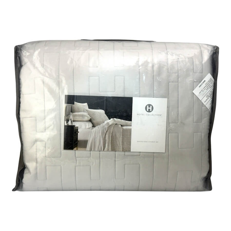 Hotel Collection Chain Link 3 Piece King Quilted Coverlet Set Silver Hotel Collection Chain Link 3 Piece King Quilted Coverlet Set Silver
