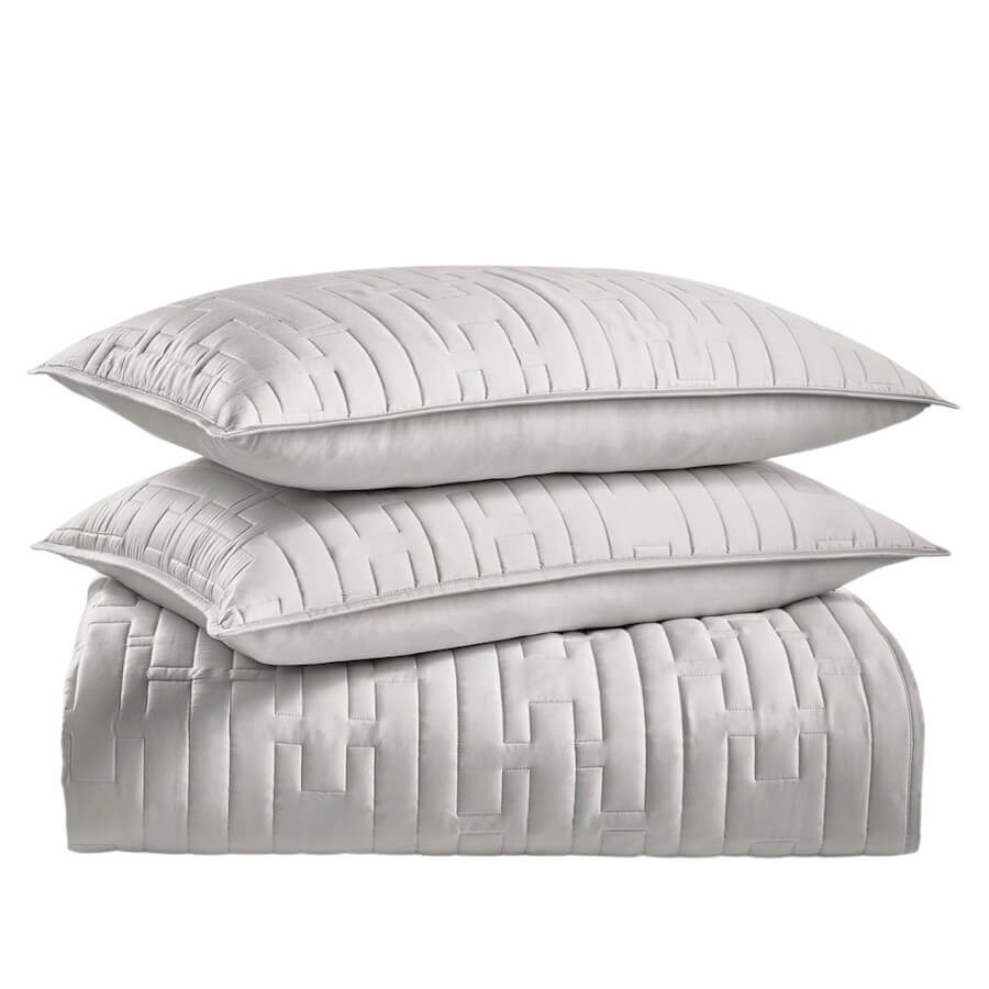 Hotel Collection Chain Link Quilted Coverlet Set Silver