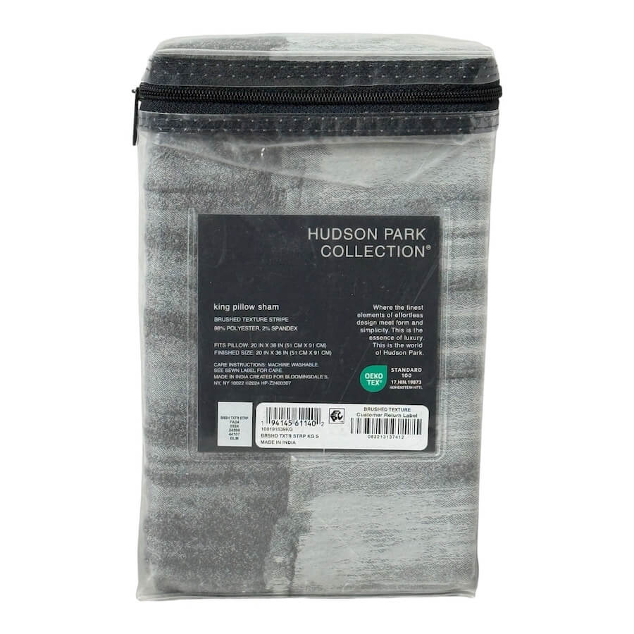 Hudson Park Brushed Texture Stripe King Sham Gray 2 Hudson Park Brushed Texture Stripe King Sham Gray 2