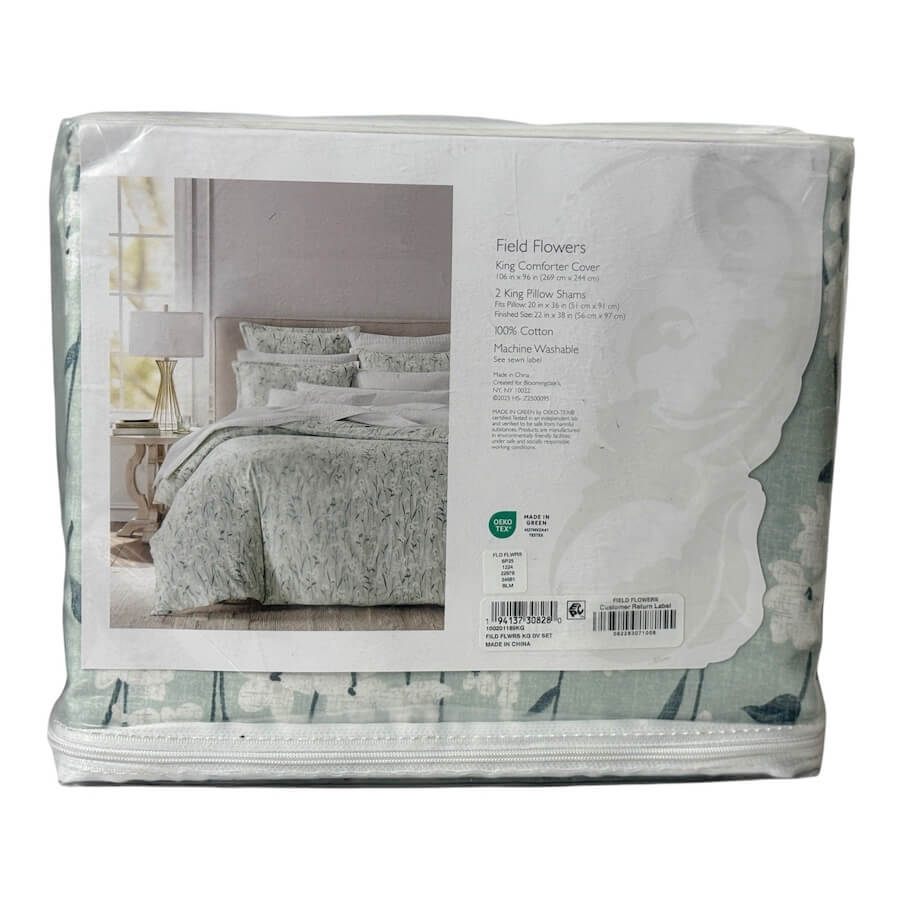 Sky Field Flowers 3 Piece King Duvet Set Aqua Green 2 Sky Field Flowers 3 Piece King Duvet Set Aqua Green 2