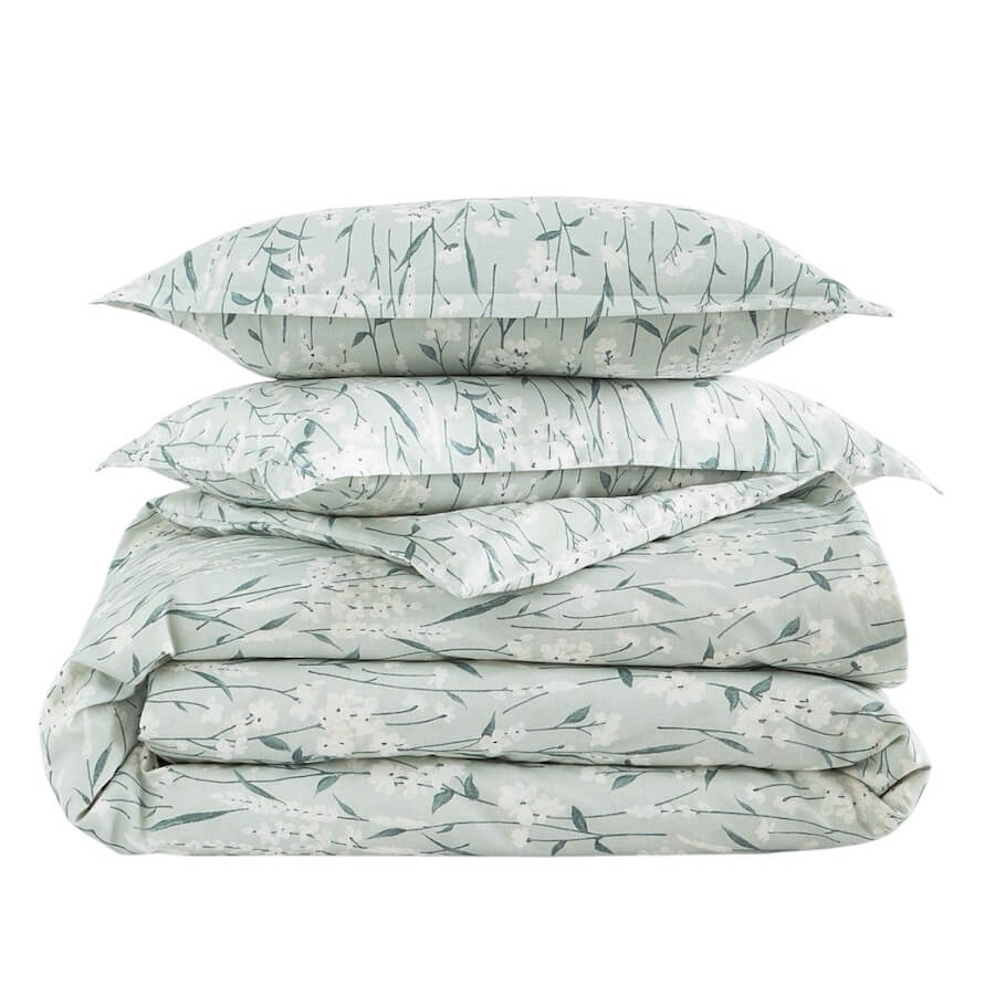 Sky Field Flowers Duvet Set Aqua Green